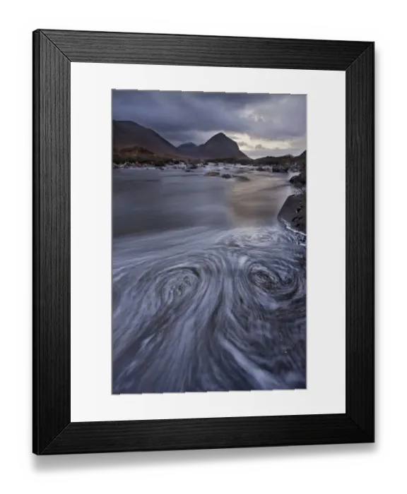Framed Print : Eddies in the River Sligachan with Marsco in background. Isle of Skye, Scotland, UK Framed Print : Eddies in the River Sligachan with Marsco in background. Isle of Skye, Scotland, UK