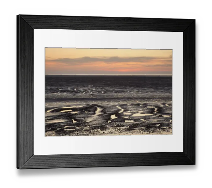 Framed Print : Mudflats at sunset, The Wash Estuary, Norfolk, England, UK, September 2011 Framed Print : Mudflats at sunset, The Wash Estuary, Norfolk, England, UK, September 2011