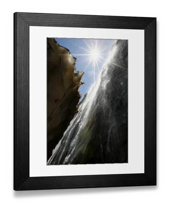 Framed Print : Water flowing between a rock face and a glacier, Amanauz Valley near Dombay, Teberdinsky Framed Print : Water flowing between a rock face and a glacier, Amanauz Valley near Dombay, Teberdinsky