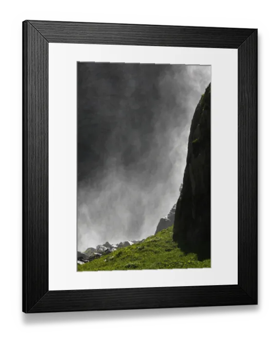 Framed Print : Spray from a waterfall in Amanauz Valley near Dombay, Teberdinsky biosphere reserve Framed Print : Spray from a waterfall in Amanauz Valley near Dombay, Teberdinsky biosphere reserve
