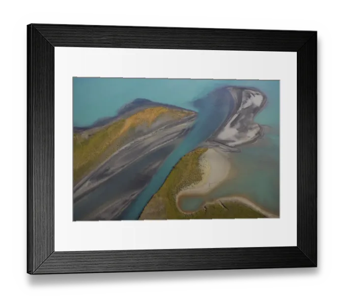 Framed Print : Aerial view over Lake Laitaure showing silt deposits from the Rapa river forming sand spits Framed Print : Aerial view over Lake Laitaure showing silt deposits from the Rapa river forming sand spits