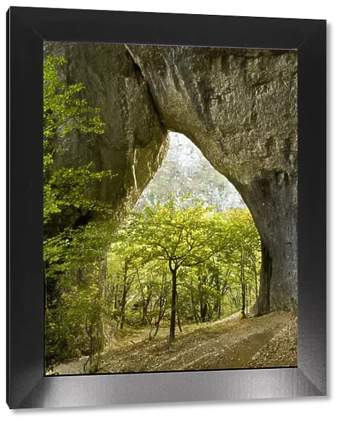 Karstic rock arch in the Korana canjon, Plitvice Lakes National Park, Croatia, October