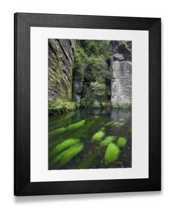 Framed Print : Krinice River flowing past rock faces almost at right angles, Dlouhy Dul, Ceske Svycarsko Framed Print : Krinice River flowing past rock faces almost at right angles, Dlouhy Dul, Ceske Svycarsko