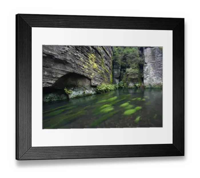 Framed Print : Krinice River flowing past rock faces, Dlouhy Dul, Ceske Svycarsko / Bohemian Switzerland Framed Print : Krinice River flowing past rock faces, Dlouhy Dul, Ceske Svycarsko / Bohemian Switzerland