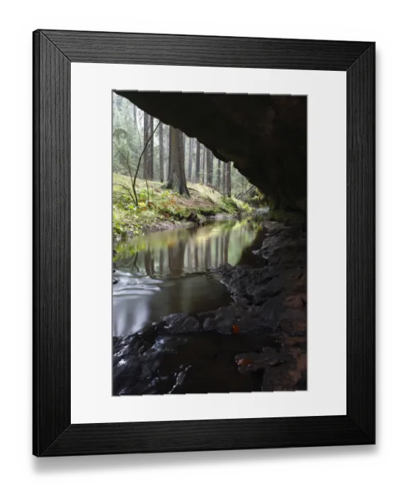 Framed Print : Mezni Potok / Stream flowing underneath a rock, Rynartice, Ceske Svycarsko / Bohemian Framed Print : Mezni Potok / Stream flowing underneath a rock, Rynartice, Ceske Svycarsko / Bohemian