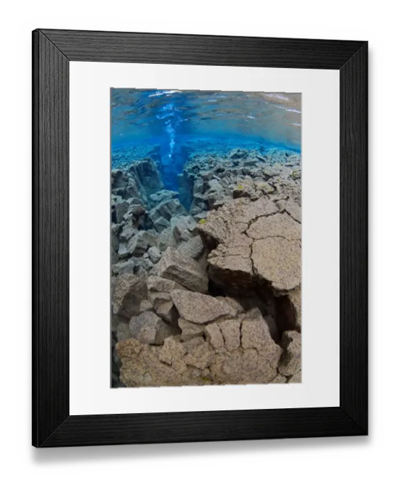 Framed Print : Underwater landscape showing the tectonic boundary between the Eurasian and the North Framed Print : Underwater landscape showing the tectonic boundary between the Eurasian and the North