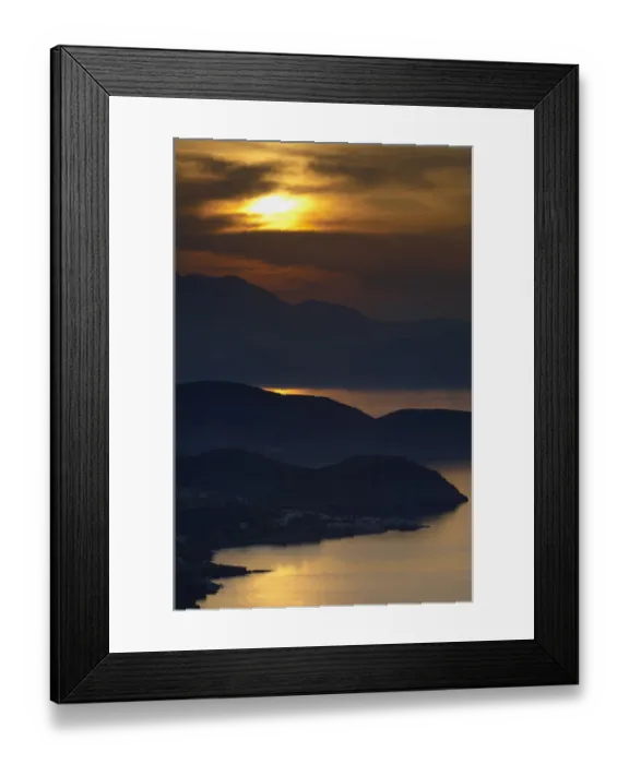 Framed Print : Sunset over Mochlos on the northeast coast of Crete, Greece, April 2009 Framed Print : Sunset over Mochlos on the northeast coast of Crete, Greece, April 2009
