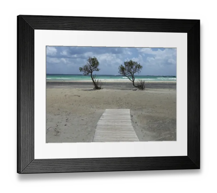 Framed Print : Elafonissi beach with wooden decking, Crete, Greece, April 2009 Framed Print : Elafonissi beach with wooden decking, Crete, Greece, April 2009