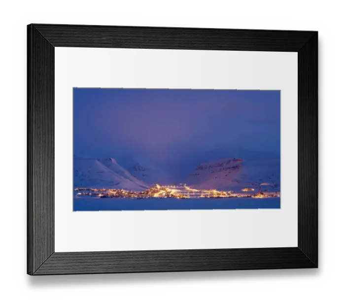 Framed Print : Longyearbyen at dusk, Spitsbergen, Svalbard, March 2009 Framed Print : Longyearbyen at dusk, Spitsbergen, Svalbard, March 2009