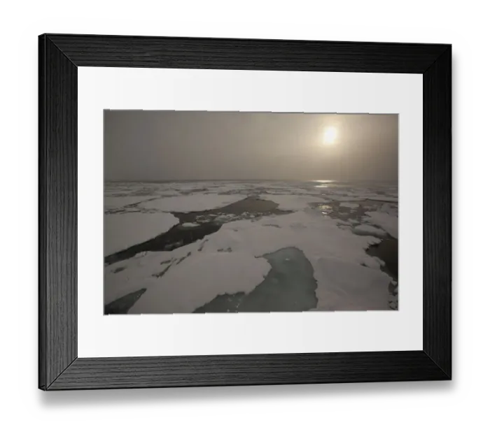 Framed Print : Pack ice on sea in fog, Svalbard, Norway, August 2009 Framed Print : Pack ice on sea in fog, Svalbard, Norway, August 2009