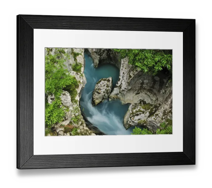 Framed Print : River Soca flowing through the Velika korita canyon, Triglav National Park, Slovenia
