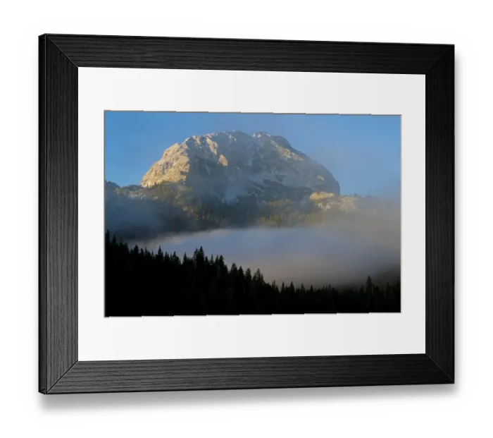 Framed Print : Big Bear peak with morning mist over forest, Durmitor NP, Montenegro, October 2008 Framed Print : Big Bear peak with morning mist over forest, Durmitor NP, Montenegro, October 2008