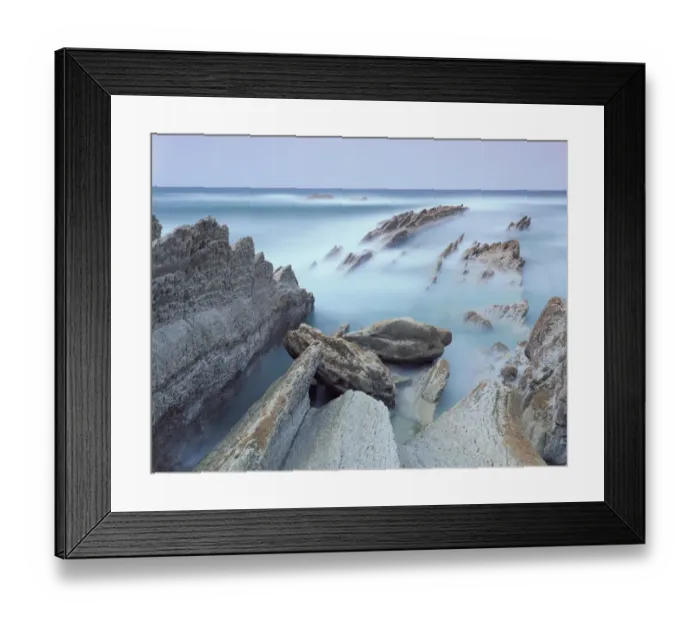 Framed Print : Rock formations on Atxabiribil beach, Basque country, Bay of Biscay, Spain, October 2008 Framed Print : Rock formations on Atxabiribil beach, Basque country, Bay of Biscay, Spain, October 2008