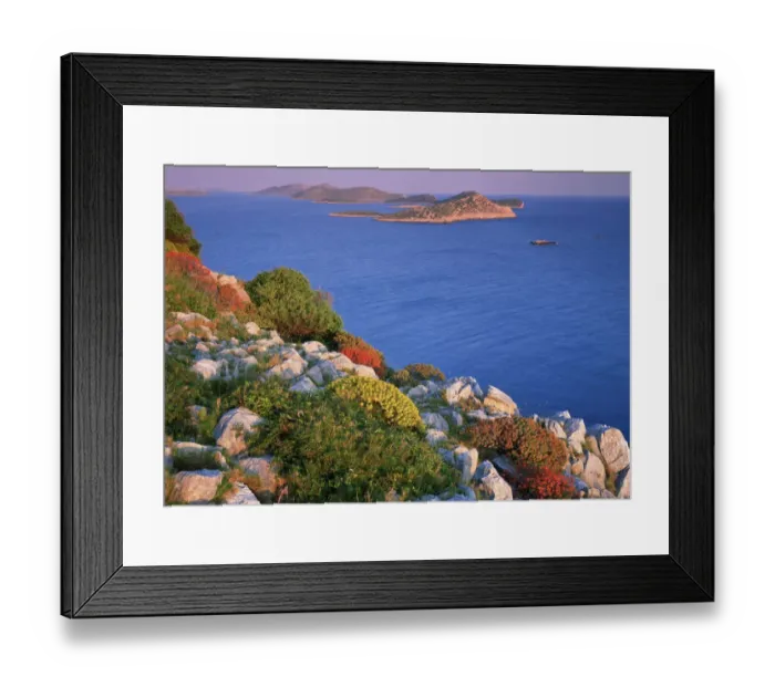 Framed Print : Coastal landscape, Kornati National Park, Mana Island, Croatia, May 2009 Framed Print : Coastal landscape, Kornati National Park, Mana Island, Croatia, May 2009