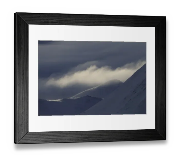 Framed Print : Low clouds over snow covered hills, Dovrefjell National Park, Norway, February 2009 Framed Print : Low clouds over snow covered hills, Dovrefjell National Park, Norway, February 2009