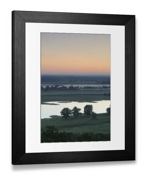 Framed Print : Elbe River at sunrise with mist over fields, Elbe Biosphere Reserve, Lower Saxony Framed Print : Elbe River at sunrise with mist over fields, Elbe Biosphere Reserve, Lower Saxony