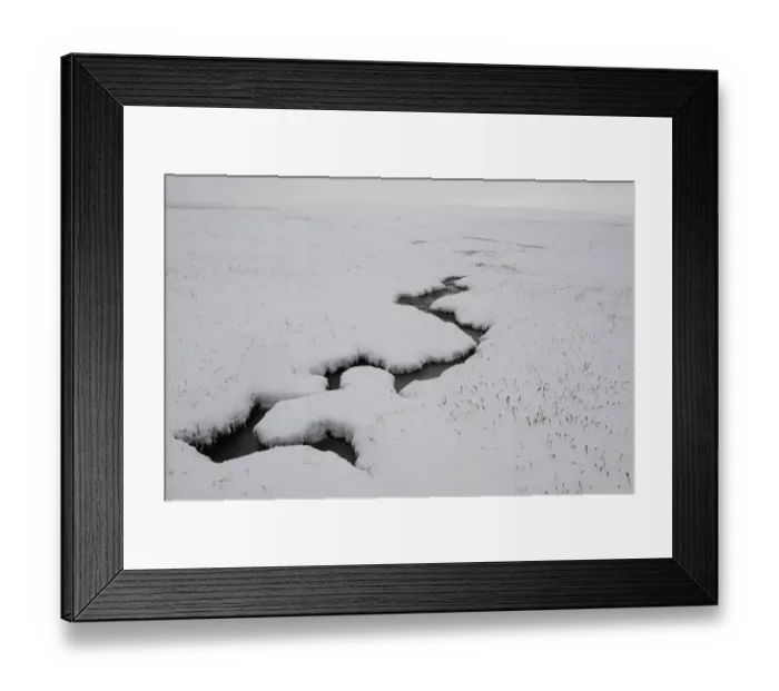 Framed Print : Small stream flowing through snow covered landscape, Forollhogna National Park, Norway Framed Print : Small stream flowing through snow covered landscape, Forollhogna National Park, Norway