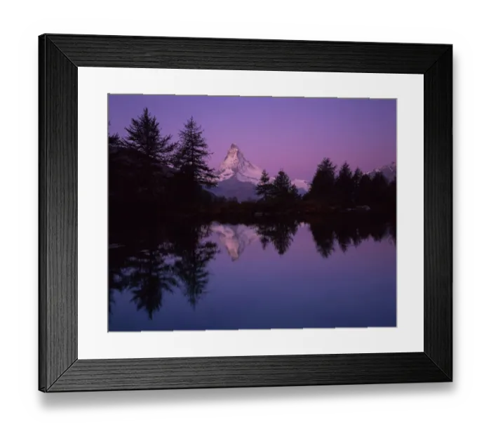 Framed Print : Matterhorn (4, 478m) with reflection in Grindji lake at sunrise, Wallis, Switzerland