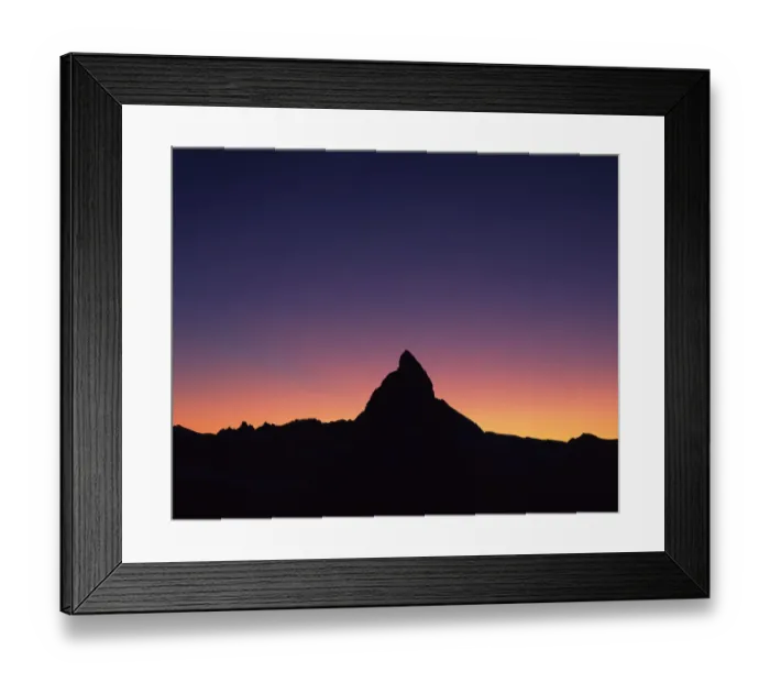 Framed Print : Matterhorn (4, 478m) silhouetted at sunset, viewed from Gornergrat, Wallis, Switzerland Framed Print : Matterhorn (4, 478m) silhouetted at sunset, viewed from Gornergrat, Wallis, Switzerland