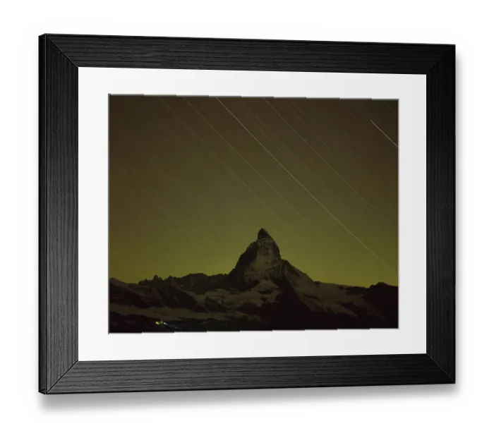 Framed Print : Matterhorn (4, 478m) at night, long exposure with star trails, viewed from Gornergrat Framed Print : Matterhorn (4, 478m) at night, long exposure with star trails, viewed from Gornergrat
