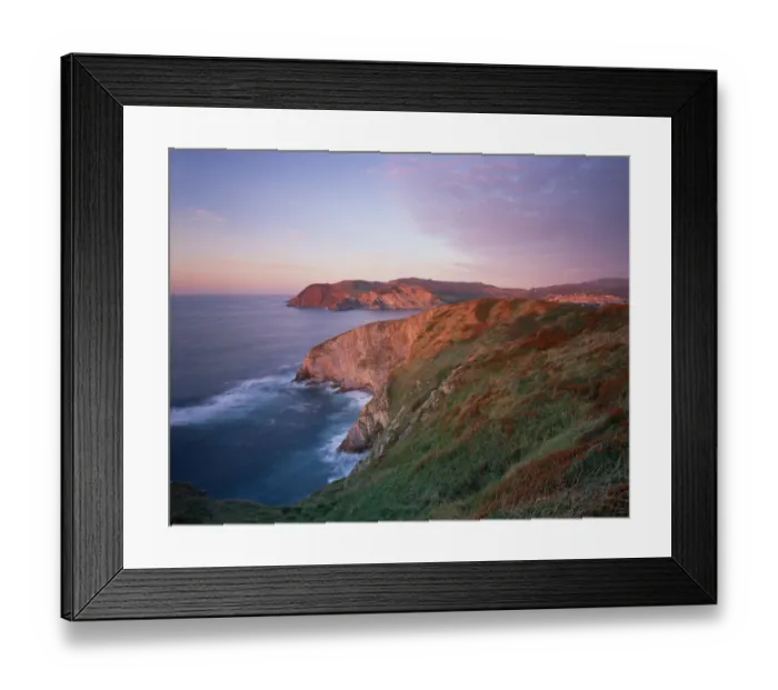 Framed Print : Coast near Barrika and Plentzia at sunset, Basque country, Bay of Biscay, Spain