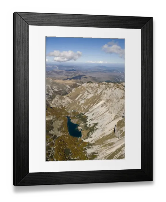 Framed Print : Aerial view of Skrcko Lake, Durmitor NP, Montenegro, October 2008 Framed Print : Aerial view of Skrcko Lake, Durmitor NP, Montenegro, October 2008