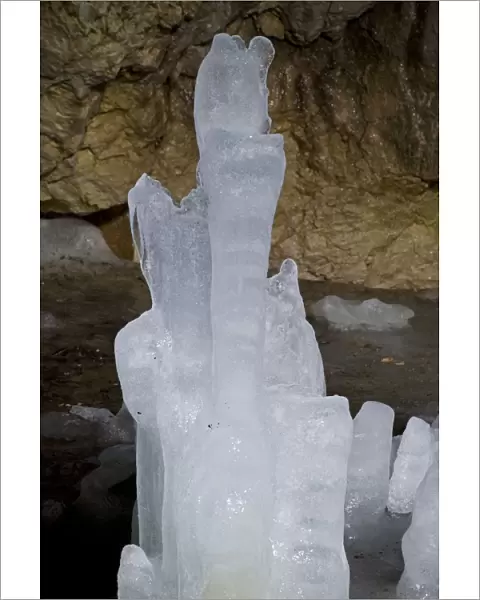 Ice formation in Ledena Pecina (an ice cave) inside Obla Glava (Rounded head peak) Durmitor NP