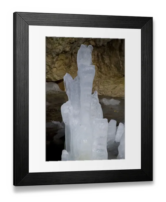 Framed Print : Ice formation in Ledena Pecina (an ice cave) inside Obla Glava (Rounded head peak) Durmitor NP