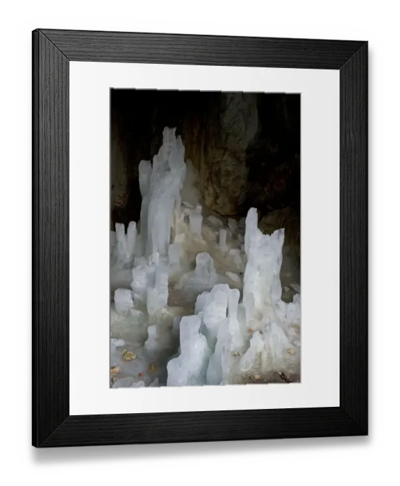 Framed Print : Ice forming stalagmite structures in Ledena Pecina (an ice cave) inside Obla Glava Framed Print : Ice forming stalagmite structures in Ledena Pecina (an ice cave) inside Obla Glava