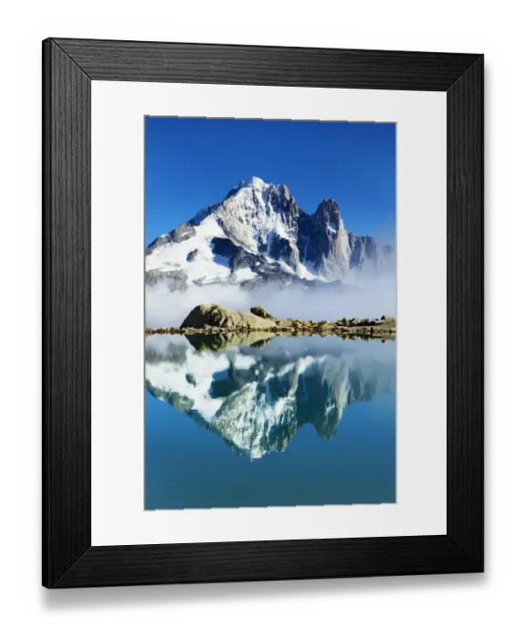 Framed Print : Mountain landscape, Lac Blanc with Aiguille Vert (4, 122m) and Les Drus (right) Haute Savoie Framed Print : Mountain landscape, Lac Blanc with Aiguille Vert (4, 122m) and Les Drus (right) Haute Savoie