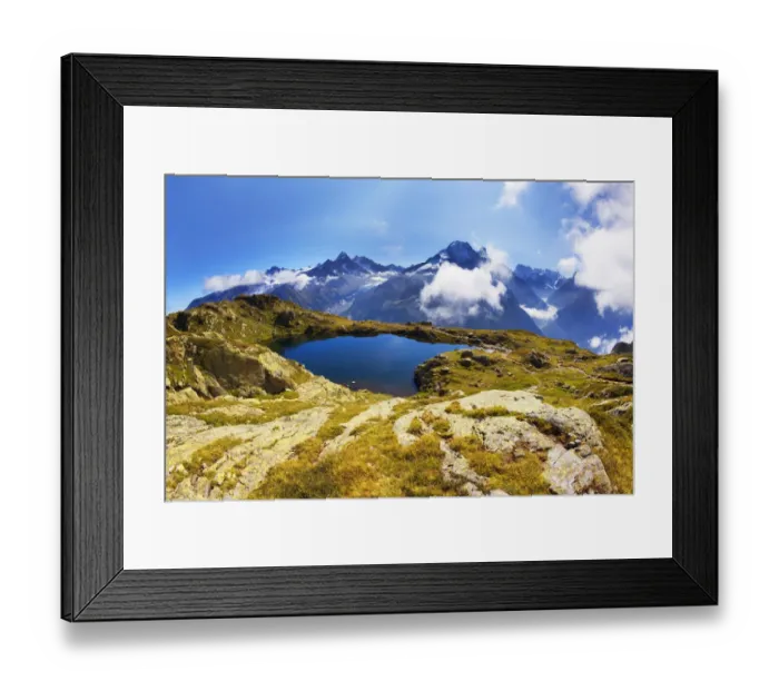 Framed Print : Mountain landscape, Lacs des Cheserys and Aiguilles Rouges, Haute Savoie, France