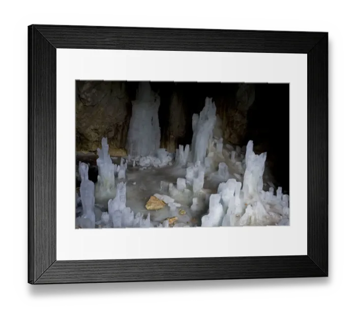 Framed Print : Ice forming stalagmite structures in Ledena Pecina (an ice cave) inside Obla Glava