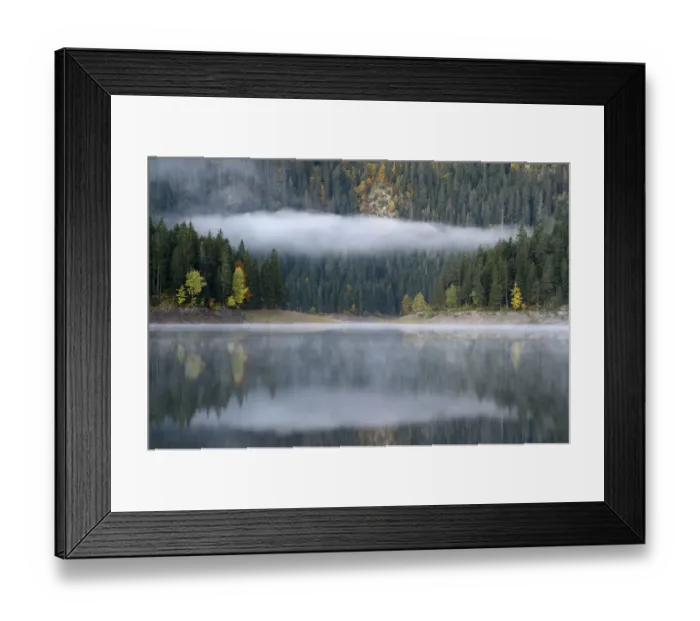 Framed Print : Morning mist over Black Lake, Durmitor NP, Montenegro, October 2008 Framed Print : Morning mist over Black Lake, Durmitor NP, Montenegro, October 2008
