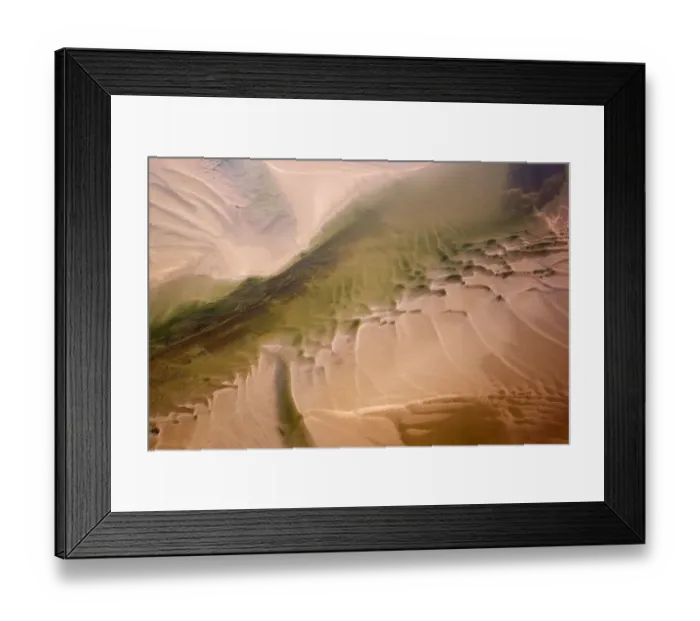 Framed Print : Aerial view of water channel in the sand, Hallig, Germany, April 2009 Framed Print : Aerial view of water channel in the sand, Hallig, Germany, April 2009