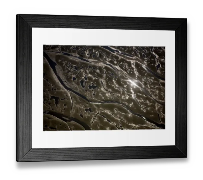 Framed Print : Aerial view of channels and pools left in sand at low tide, Hallig, Germany, April 2009 Framed Print : Aerial view of channels and pools left in sand at low tide, Hallig, Germany, April 2009