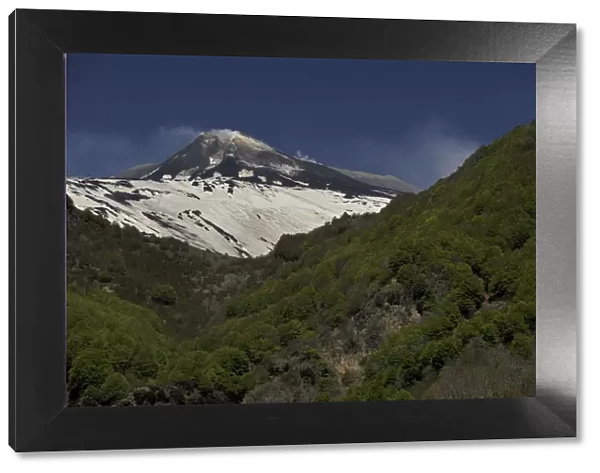 Eastern side of Mount Etna Volcano with snow, Sicily, Italy, May 2009