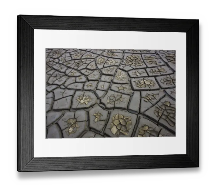 Framed Print : Drought patterns in muddy soil, Camargue, France, May 2009