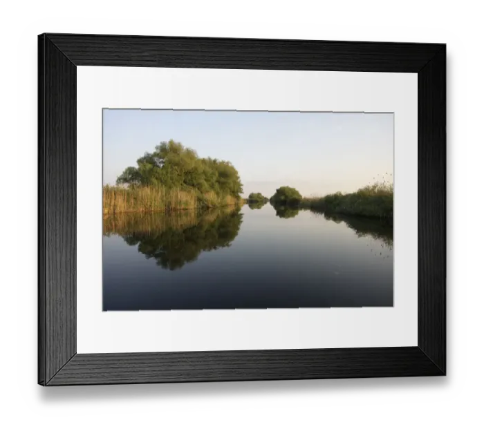 Framed Print : River Danube with reflections in water, Danube Delta Scenery, Romania, May 2009 Framed Print : River Danube with reflections in water, Danube Delta Scenery, Romania, May 2009