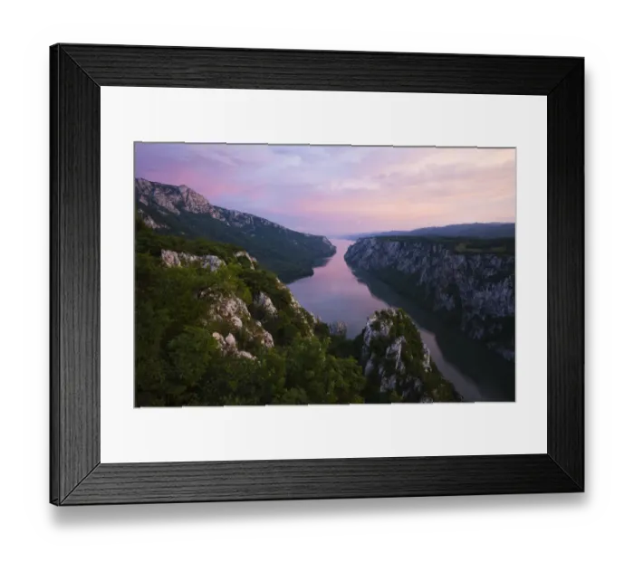 Framed Print : River Danube flowing through the Iron Gate Gorge, on the border between Romania and Serbia Framed Print : River Danube flowing through the Iron Gate Gorge, on the border between Romania and Serbia