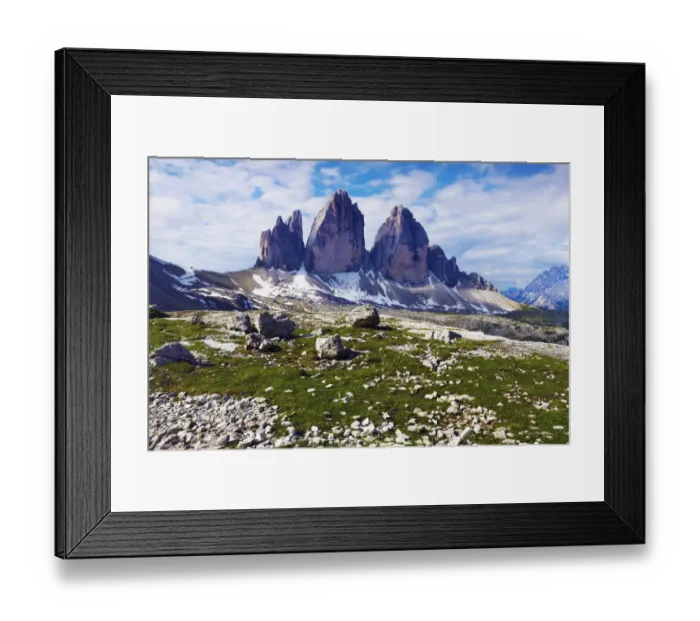 Framed Print : Tre Cime di Lavaredo, Sexten Dolomites, South Tyrol, Italy, Europe, July 2009