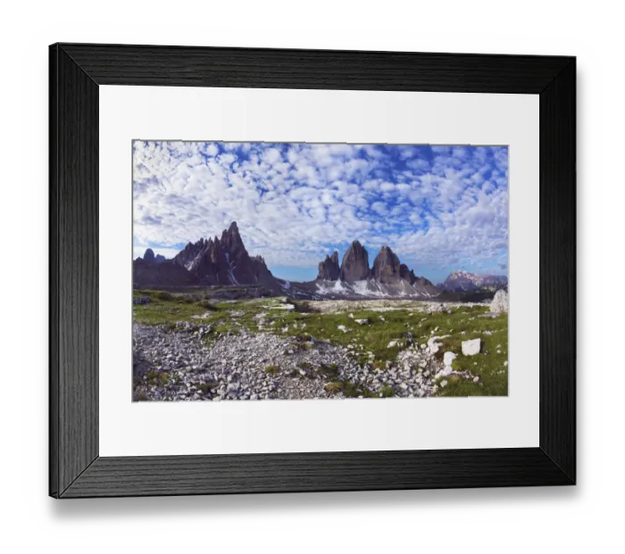 Framed Print : Paternkofel (left) and Tre Cime di Lavaredo mountains, Tre Cime di Lavaredo, Sexten Dolomites Framed Print : Paternkofel (left) and Tre Cime di Lavaredo mountains, Tre Cime di Lavaredo, Sexten Dolomites