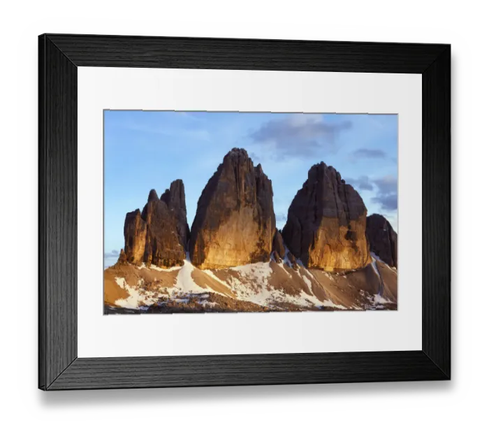 Framed Print : Tre Cime di Lavaredo Mountain at sunset, Sexten Dolomites, South Tyrol, Italy, Europe Framed Print : Tre Cime di Lavaredo Mountain at sunset, Sexten Dolomites, South Tyrol, Italy, Europe