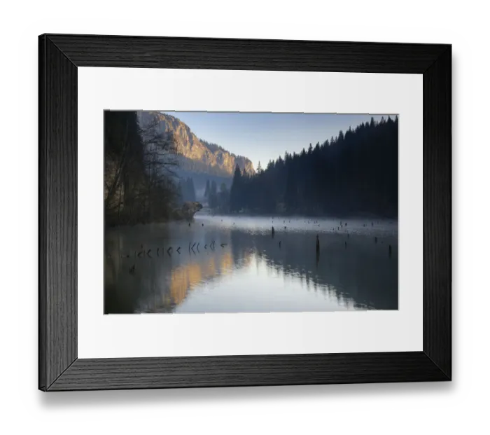 Framed Print : Red Lake and Suhardul Mara-massif (1, 507m) with reflections and tree stumps sticking out of water Framed Print : Red Lake and Suhardul Mara-massif (1, 507m) with reflections and tree stumps sticking out of water