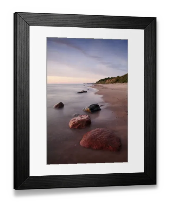 Framed Print : Baltic coastline with rocks in the sea, Latvia, June 2009