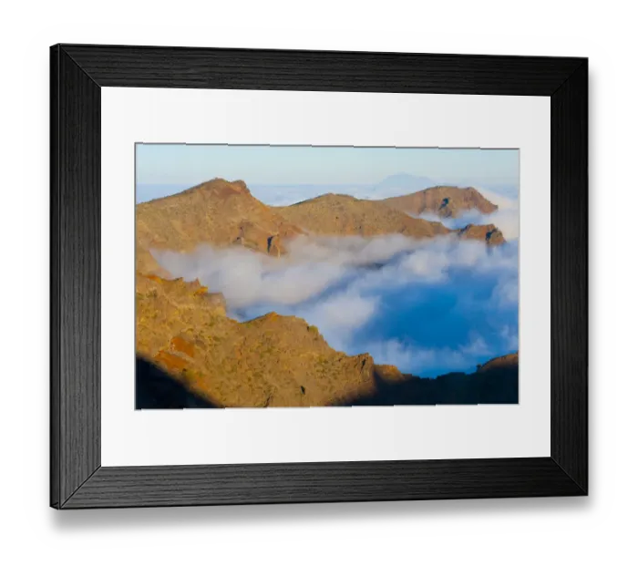 Framed Print : Mountains with low clouds surrounding them, La Caldera de Taburiente National Park Framed Print : Mountains with low clouds surrounding them, La Caldera de Taburiente National Park