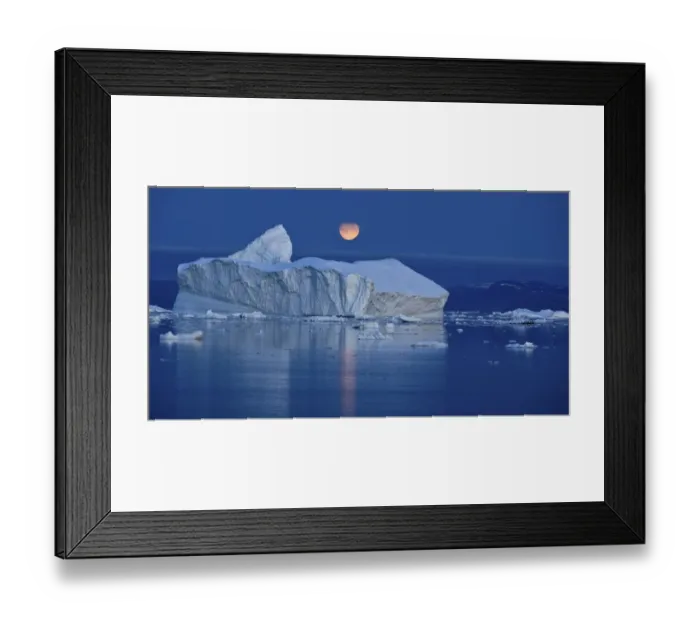 Framed Print : Full moon over an iceberg at dusk, Saqqaq, Disko Bay, Greenland, September 2009 Framed Print : Full moon over an iceberg at dusk, Saqqaq, Disko Bay, Greenland, September 2009
