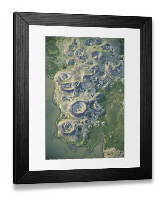 Framed Print : Aerial view of pseudocraters, Lake Myvatn, Northern Iceland, July 2009 Framed Print : Aerial view of pseudocraters, Lake Myvatn, Northern Iceland, July 2009
