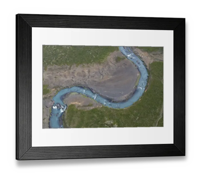 Framed Print : Aerial view of Skjalfandafljot River (glacial river) Northern Iceland, June 2009