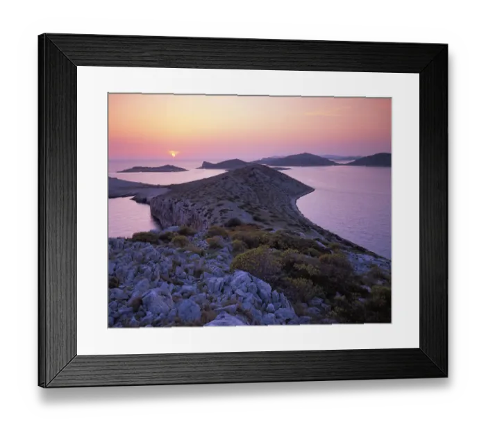 Framed Print : View from Mana Island at sunset, Kornati National Park, Croatia, May 2009 Framed Print : View from Mana Island at sunset, Kornati National Park, Croatia, May 2009