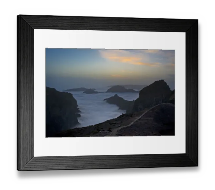 Framed Print : Mountains surrounded by low lying cloud, with a path on Pico do Arieiro, Madeira Framed Print : Mountains surrounded by low lying cloud, with a path on Pico do Arieiro, Madeira